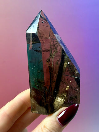 MAGIC TOWER - Smokey Phantom Quartz with Black Rutile (J) Tower The Crystal Avenues 