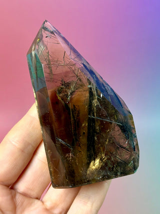 MAGIC TOWER - Smokey Phantom Quartz with Black Rutile (J) Tower The Crystal Avenues 