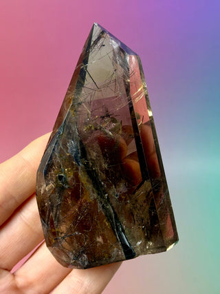 MAGIC TOWER - Smokey Phantom Quartz with Black Rutile (J) Tower The Crystal Avenues 