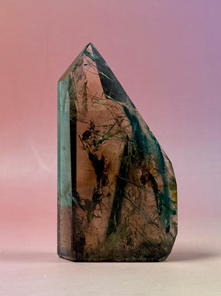 MAGIC TOWER - Smokey Phantom Quartz with Black Rutile (J) Tower The Crystal Avenues 