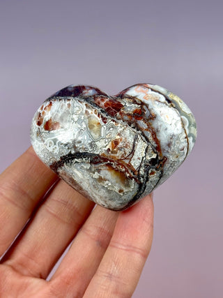 MEXICAN LAGUNA LACE AGATE HEART (1) tumble stone The Crystal Avenues 