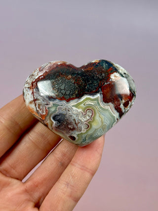 MEXICAN LAGUNA LACE AGATE HEART (3) tumble stone The Crystal Avenues 