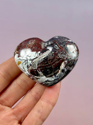 MEXICAN LAGUNA LACE AGATE HEART (4) tumble stone The Crystal Avenues 