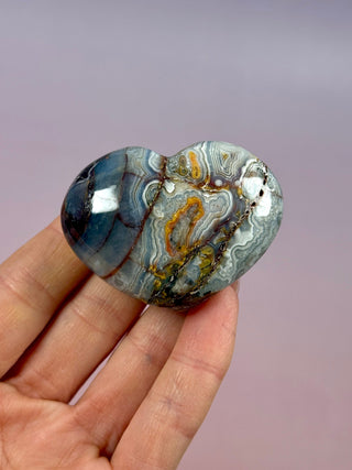 MEXICAN LAGUNA LACE AGATE HEART (5) tumble stone The Crystal Avenues 