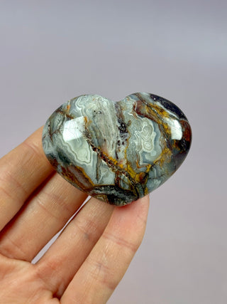 MEXICAN LAGUNA LACE AGATE HEART (5) tumble stone The Crystal Avenues 