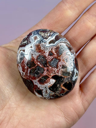 MEXICAN LAGUNA LACE AGATE PALM STONE (2) tumble stone The Crystal Avenues 
