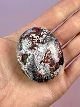 MEXICAN LAGUNA LACE AGATE PALM STONE (2) tumble stone The Crystal Avenues 
