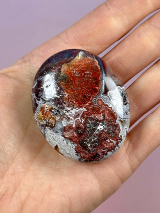 MEXICAN LAGUNA LACE AGATE PALM STONE (3) tumble stone The Crystal Avenues 