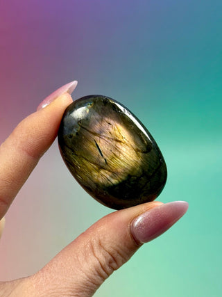 MIDNIGHT LABRADORITE PALM STONE (11) tumble stone The Crystal Avenues 