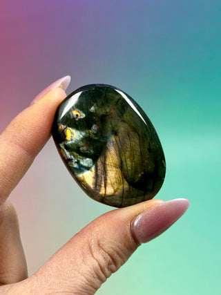 MIDNIGHT LABRADORITE PALM STONE (11) tumble stone The Crystal Avenues 