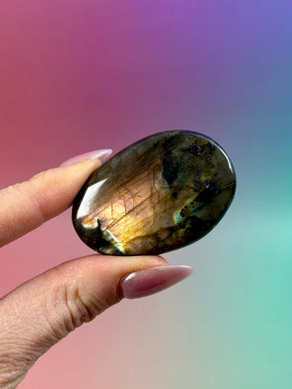 MIDNIGHT LABRADORITE PALM STONE (13) tumble stone The Crystal Avenues 
