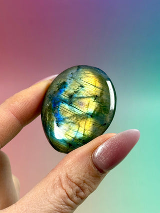 MIDNIGHT LABRADORITE PALM STONE (14) tumble stone The Crystal Avenues 