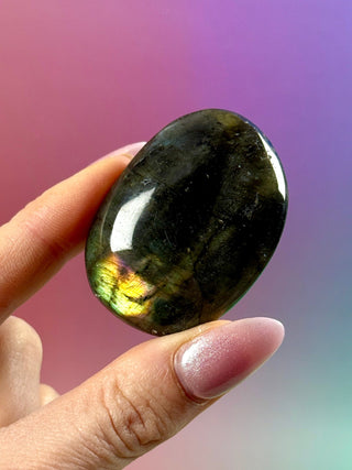 MIDNIGHT LABRADORITE PALM STONE (4) tumble stone The Crystal Avenues 