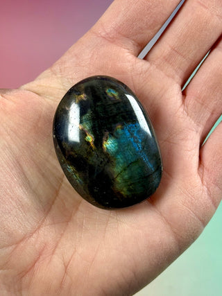 MIDNIGHT LABRADORITE PALM STONE (4) tumble stone The Crystal Avenues 