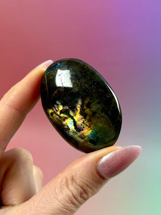 MIDNIGHT LABRADORITE PALM STONE (9) tumble stone The Crystal Avenues 