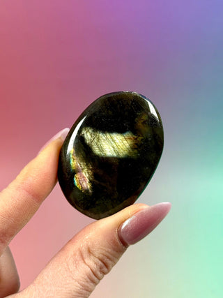 MIDNIGHT LABRADORITE PALM STONE (9) tumble stone The Crystal Avenues 