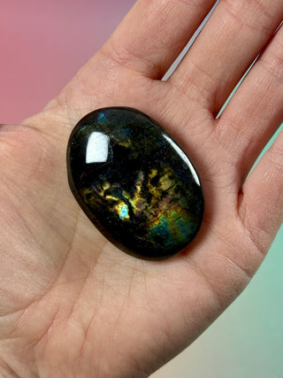 MIDNIGHT LABRADORITE PALM STONE (9) tumble stone The Crystal Avenues 