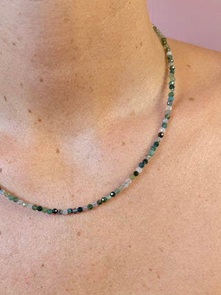 MOSS AGATE FACET CHOKER NECKLACE Necklace The Crystal Avenues 