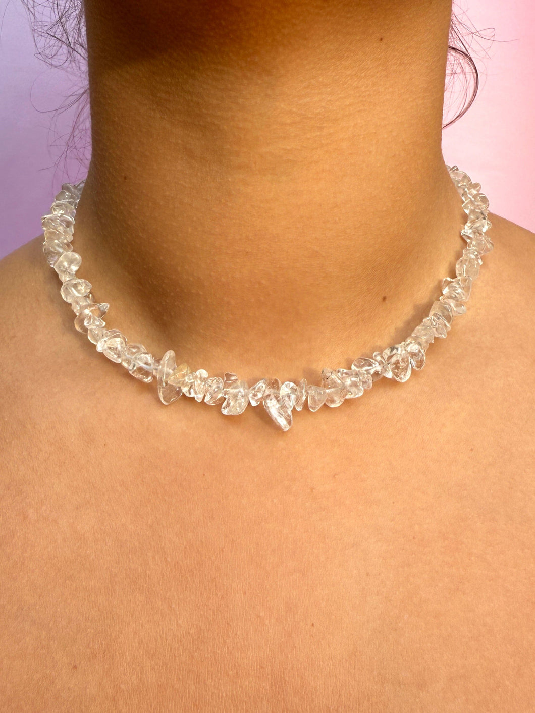 NATURAL ROCK CRYSTAL CHIP CHOKER NECKLACE Necklace The Crystal Avenues 