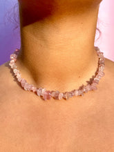 Load image into Gallery viewer, NATURAL ROSE QUARTZ CHIP CHOKER NECKLACE Necklace The Crystal Avenues 
