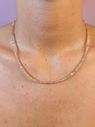 PEACH MOONSTONE FACET CHOKER NECKLACE Necklace The Crystal Avenues 