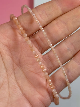 PEACH MOONSTONE FACET CHOKER NECKLACE Necklace The Crystal Avenues 