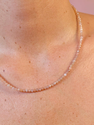 PEACH MOONSTONE FACET CHOKER NECKLACE Necklace The Crystal Avenues 