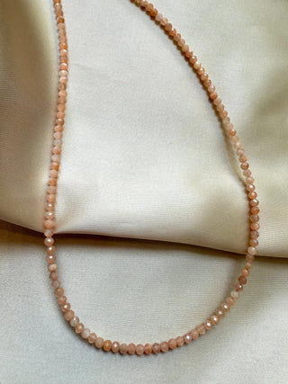 PEACH MOONSTONE FACET CHOKER NECKLACE Necklace The Crystal Avenues 