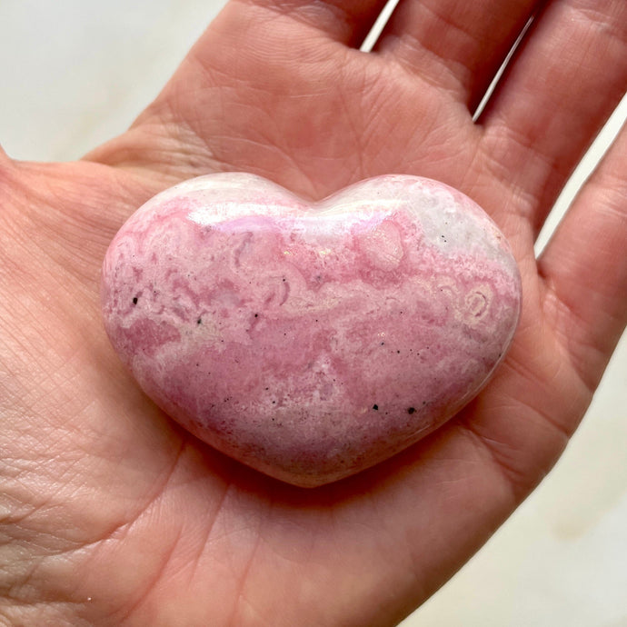 PERUVIAN RHODONITE HEART (2) tumble stone The Crystal Avenues 