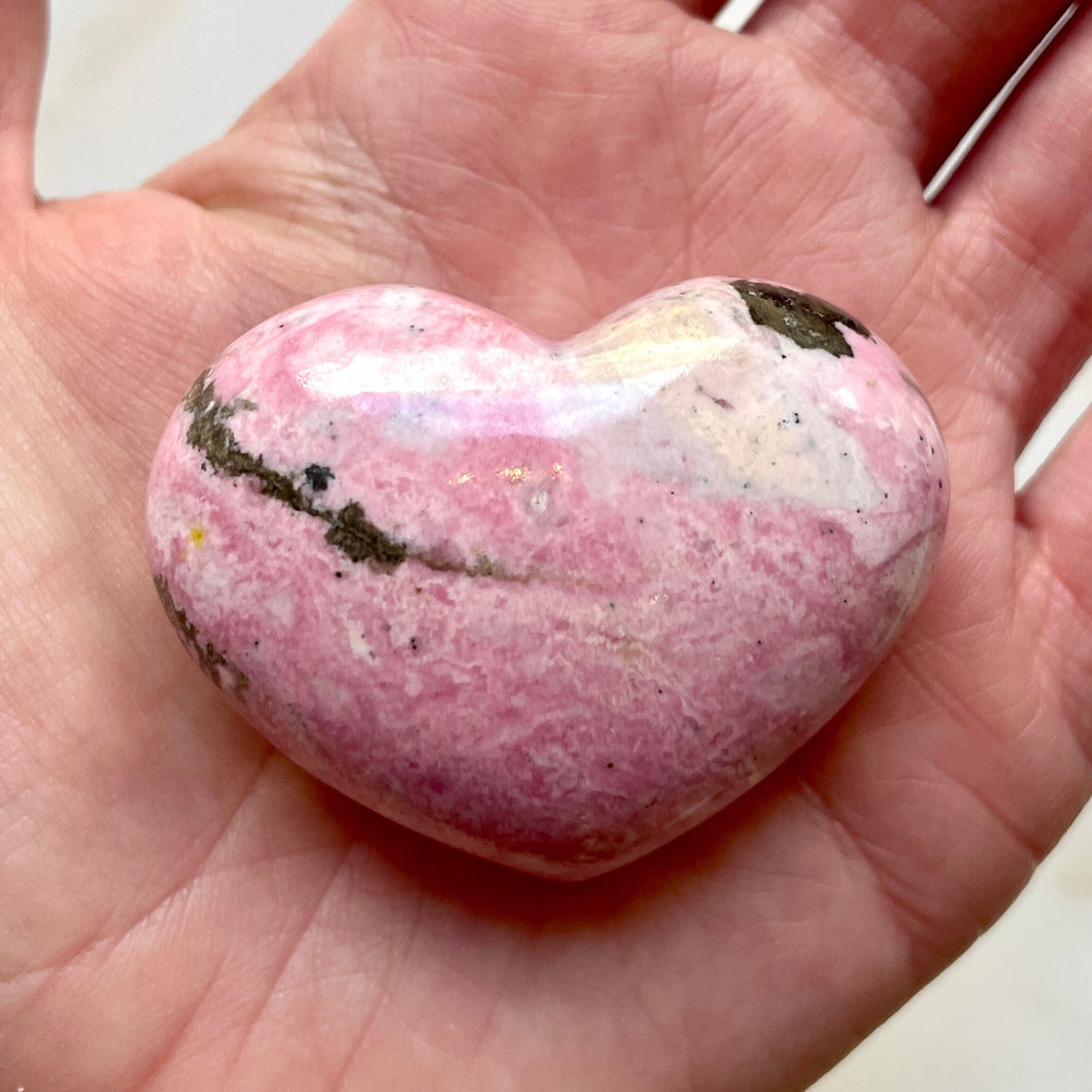 PERUVIAN RHODONITE HEART (5) tumble stone The Crystal Avenues 