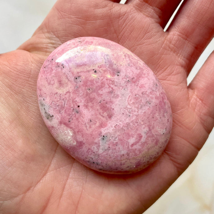 PERUVIAN RHODONITE PALM STONE (4) tumble stone The Crystal Avenues 