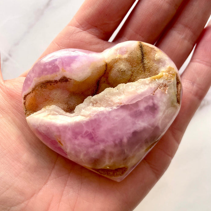 PINK ARAGONITE HEART (2) tumble stone The Crystal Avenues 