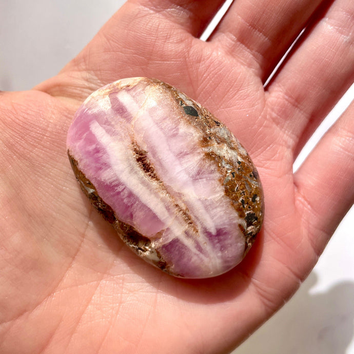 PINK ARAGONITE PALM STONE (10) tumble stone The Crystal Avenues 