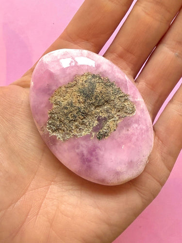 PINK ARAGONITE PALM STONE (2) tumble stone The Crystal Avenues 