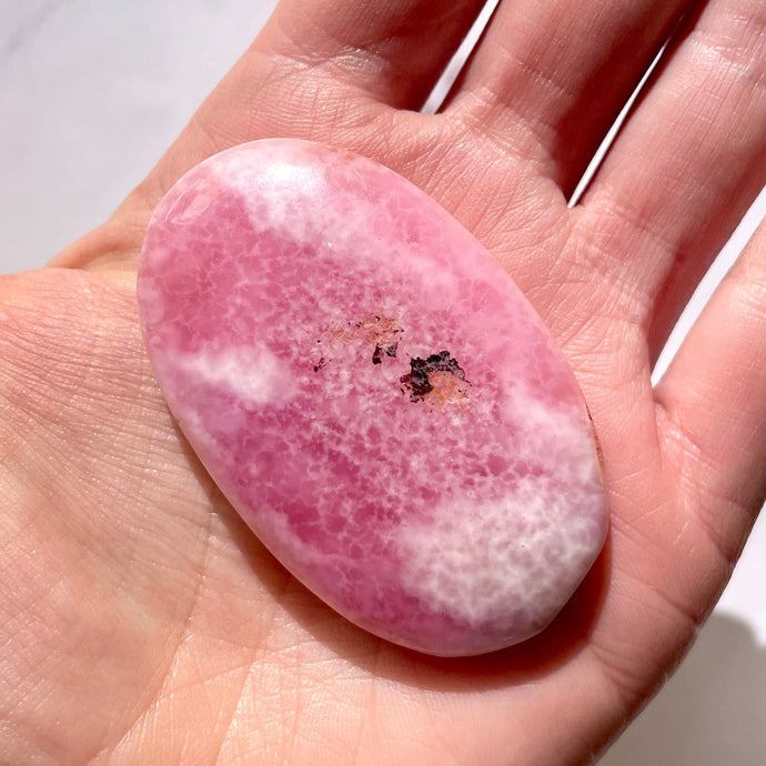 PINK ARAGONITE PALM STONE (9) tumble stone The Crystal Avenues 