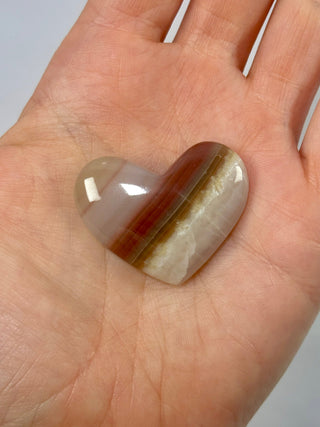 PINK BANDED ONYX HEART (2) tumble stone The Crystal Avenues 