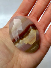 Load image into Gallery viewer, PINK BANDED ONYX PALM STONE (4) tumble stone The Crystal Avenues 
