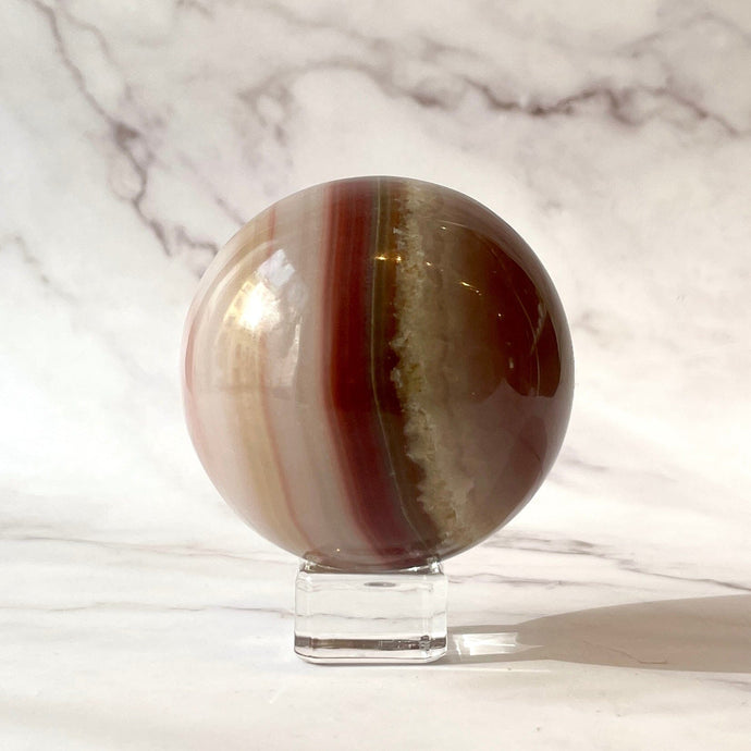 PINK BANDED ONYX SPHERE (1) tumble stone The Crystal Avenues 