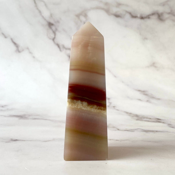 PINK BANDED ONYX TOWER (3) tumble stone The Crystal Avenues 