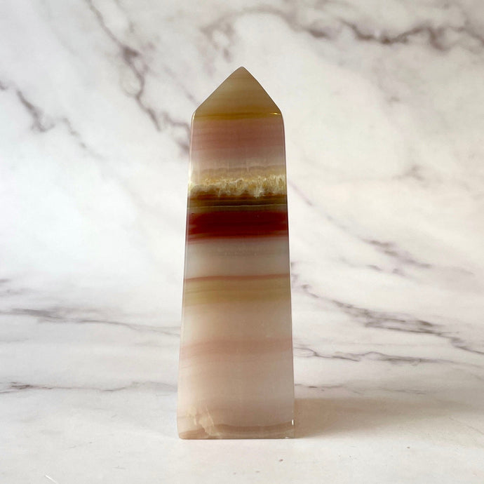 PINK BANDED ONYX TOWER (4) tumble stone The Crystal Avenues 