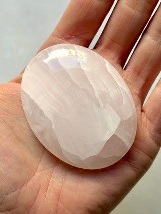 PINK MANGANO CALCITE PALM STONE (1) tumble stone The Crystal Avenues 