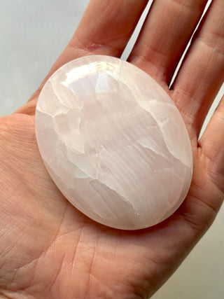 PINK MANGANO CALCITE PALM STONE (1) tumble stone The Crystal Avenues 