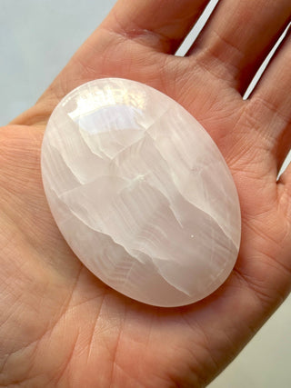 PINK MANGANO CALCITE PALM STONE (2) tumble stone The Crystal Avenues 