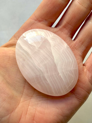 PINK MANGANO CALCITE PALM STONE (2) tumble stone The Crystal Avenues 