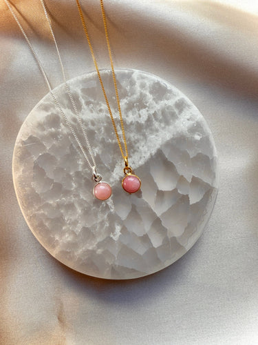 PINK OPAL CRYSTAL NECKLACE - ROUND PENDANT Necklace The Crystal Avenues 