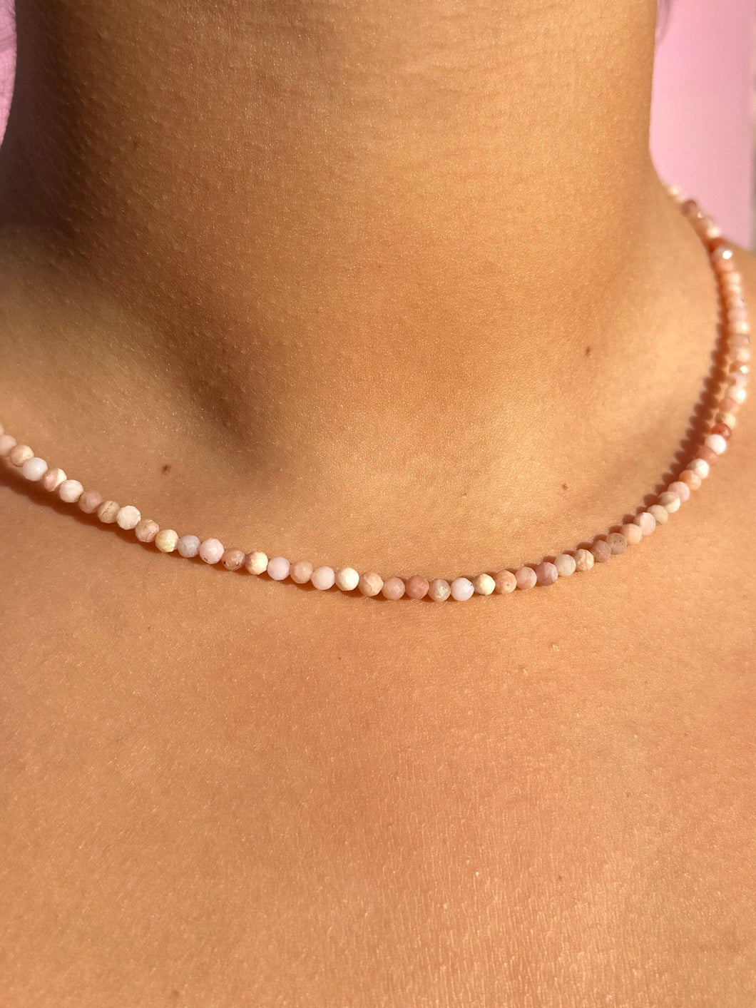 PINK OPAL FACET CHOKER NECKLACE Necklace The Crystal Avenues 