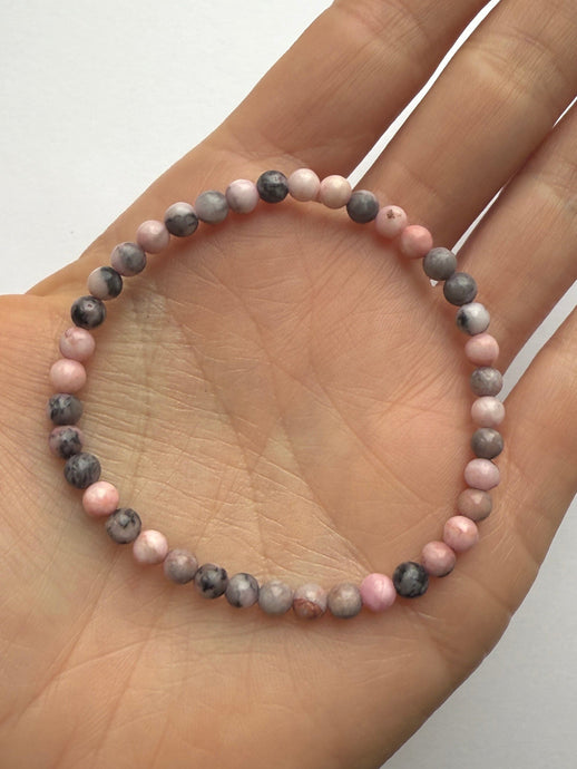 PINK ZEBRA JASPER BRACELET (4MM) Bracelet The Crystal Avenues 