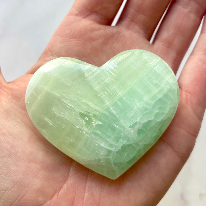 PISTACHIO CALCITE HEART (7) Palmstone The Crystal Avenues 