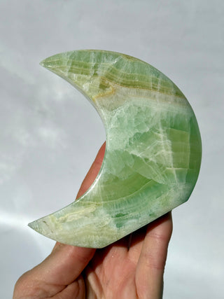PISTACHIO CALCITE MOON (3) Palmstone The Crystal Avenues 
