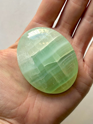 PISTACHIO CALCITE PALM STONE (3) Palmstone The Crystal Avenues 